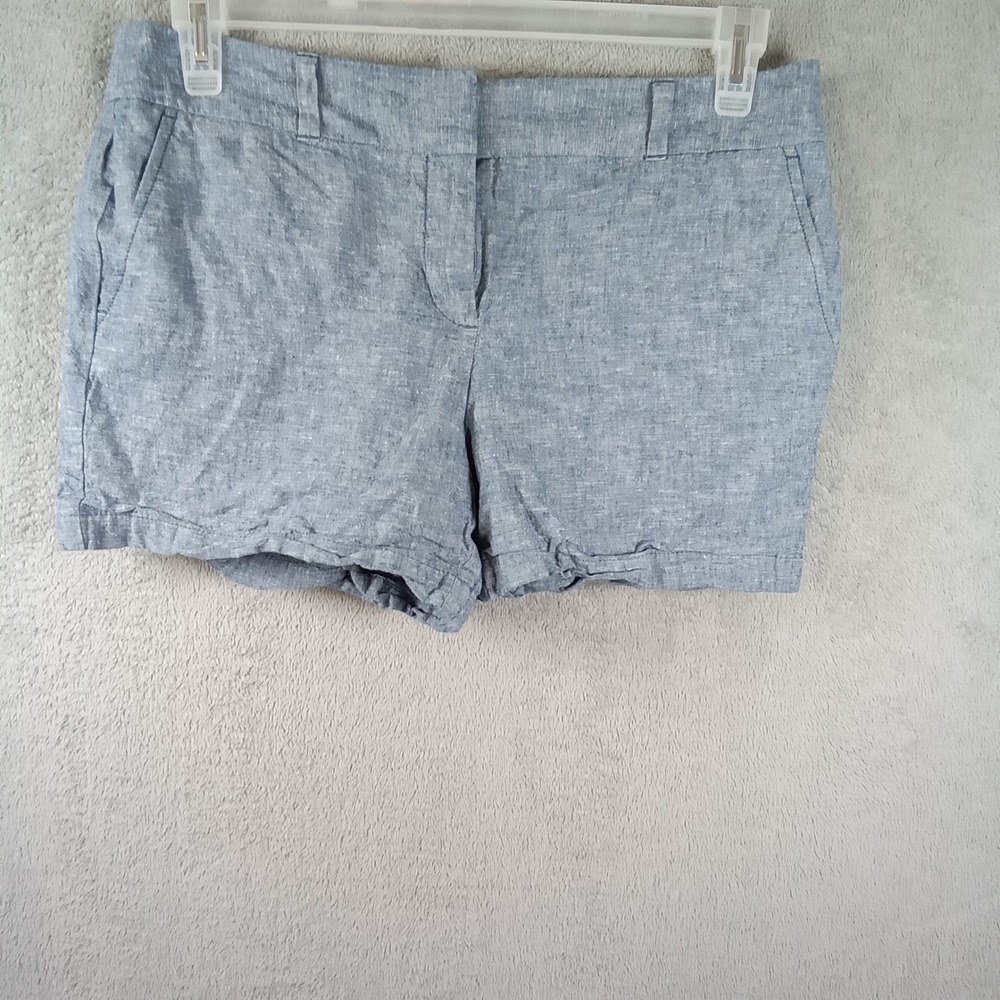 Loft Outlet Blue Linen Cotton Blend Shorts Womens Size 8 Mid Rise Coastal Casual